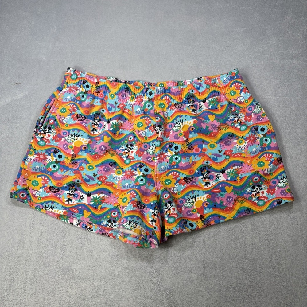 Disney Pride Shorts Women's Size 1X Sweats Multicolor Mickey Mouse Rainbow